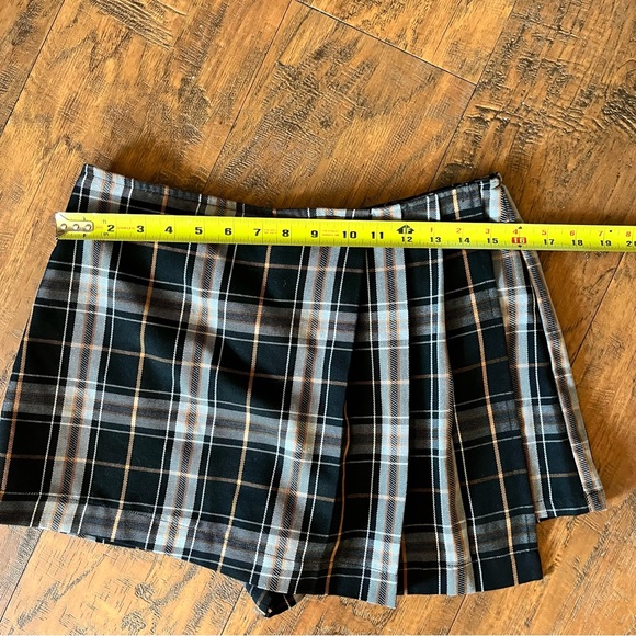 Wmns skort pleated plaid black/orange/grey zip up closure sz medium - Picture 3 of 9